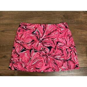 Lilly Pulitzer Women Abstract Floral Print Mini Skort Skirt Pink Blue Sz 6